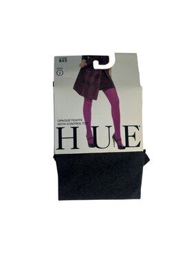 Hue Opaque Control Top Tights Size 2 Gray Comfortable Stylish Hosiery